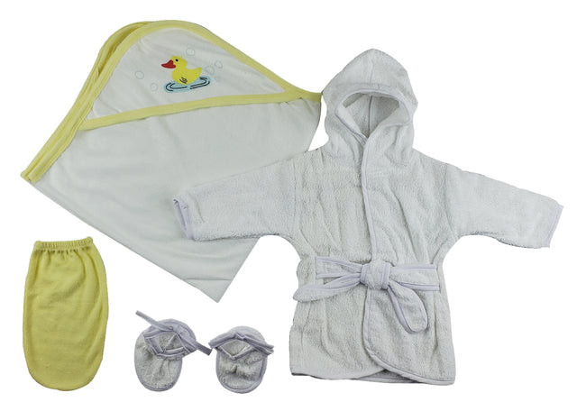 Infant Robe, Hooded Towel and Washcloth Mitt - 3 pc Set