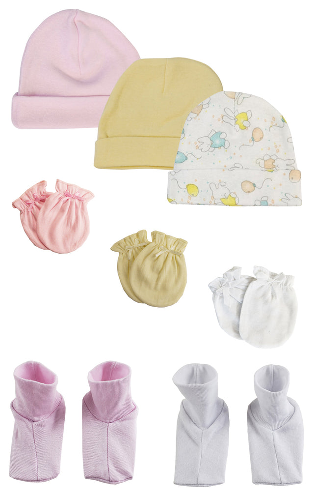 Boys Girls Caps, Booties and Mittens (Pack of 8)