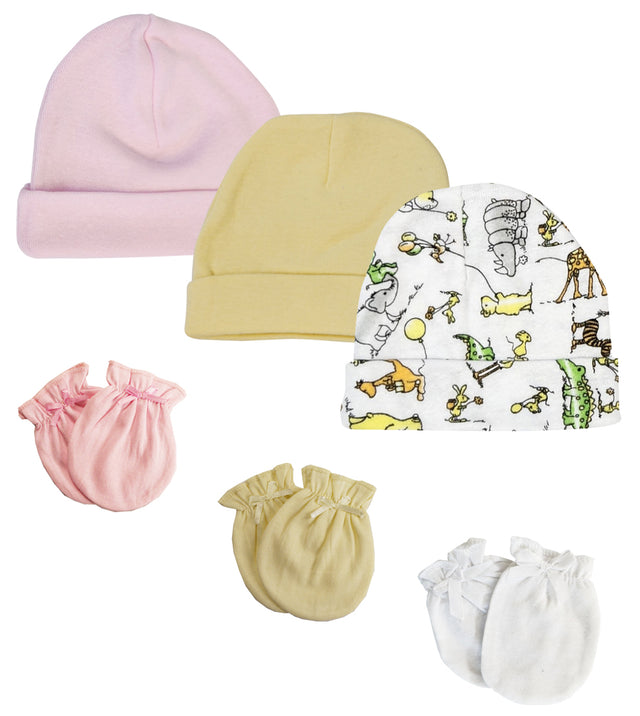 Boys Girls Caps and Mittens (Pack of 6)