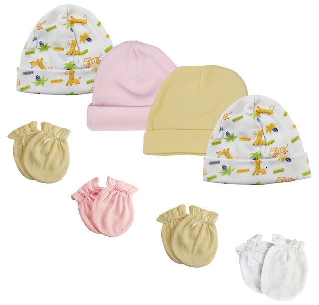Baby Girl Infant Caps and Mittens (Pack of 8)