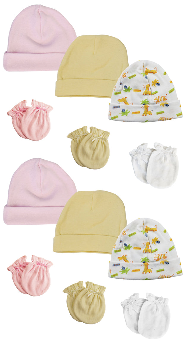 Baby Girl Infant Caps and Mittens (Pack of 12)