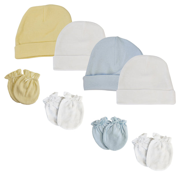 Baby Boys Caps and Mittens (Pack of 8)