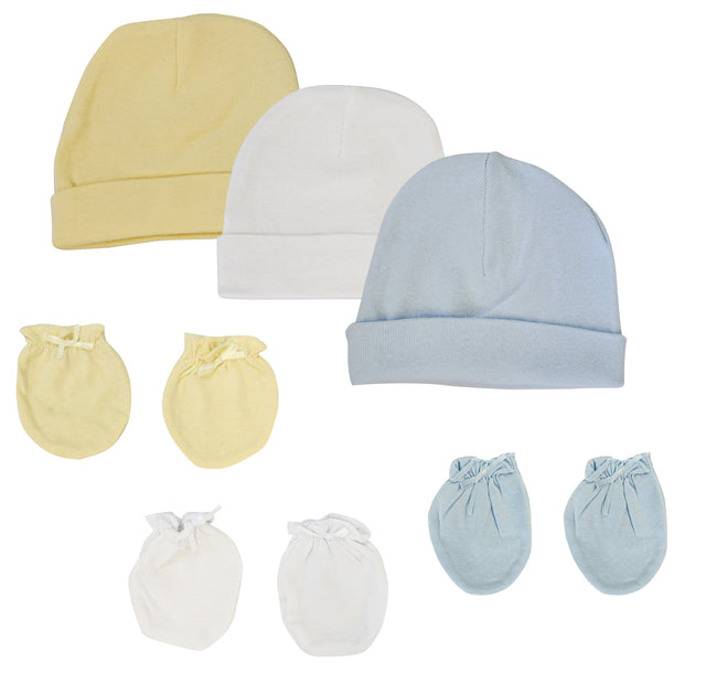 Baby Boys Caps and Mittens (Pack of 6)