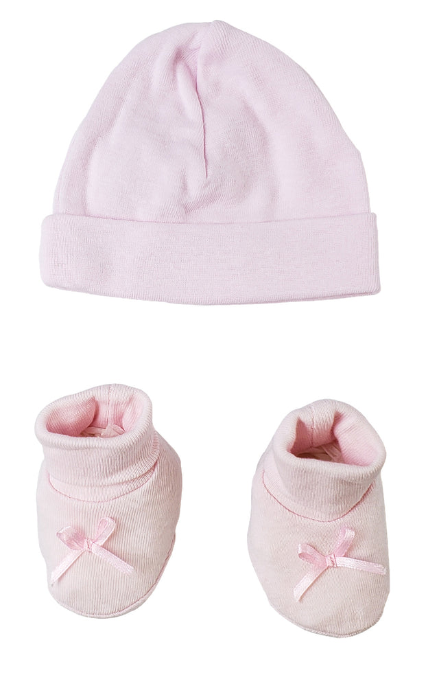 Preemie Baby Cap & Bootie Set - Pink