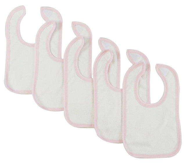 White Bib With Pink Trim (Pack of 5)