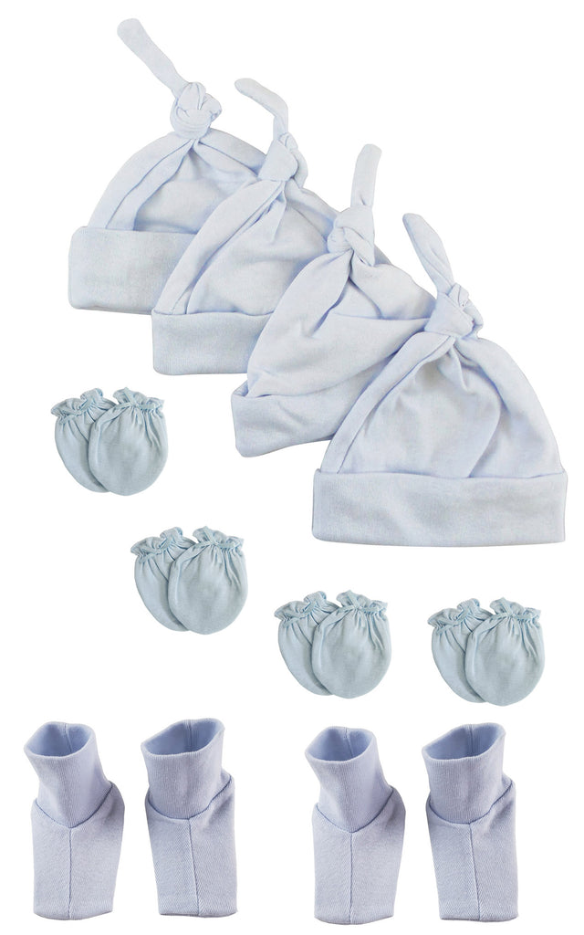 Boys Knotted Caps , Booties and Mittens - 10 Piece Set