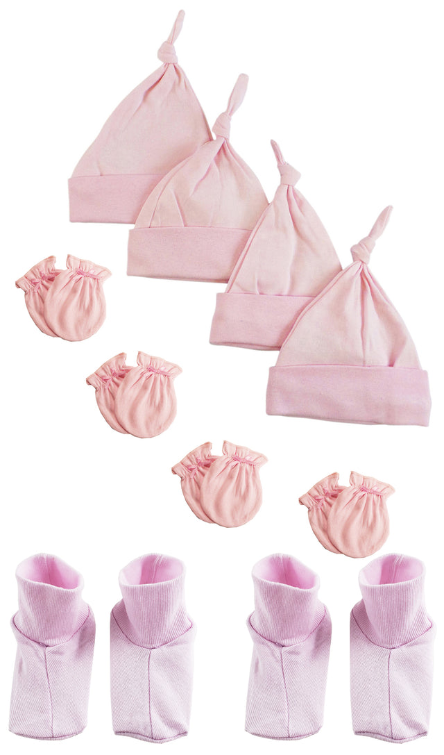Girls Knotted Caps , Booties and Mittens - 10 Piece Set