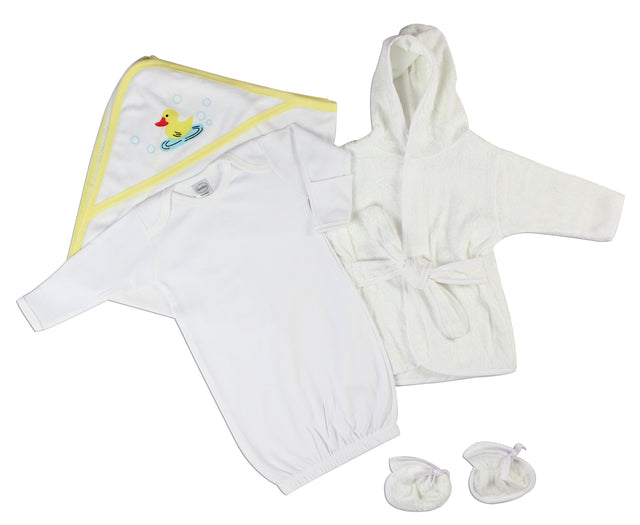 Unisex Newborn Baby 3 Pc Layette Set (Gown, Robe, Hooded Towel)