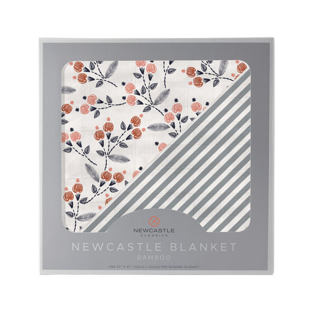 Dahlia Floral and Finley Stripe Bamboo Muslin Newcastle Blanket